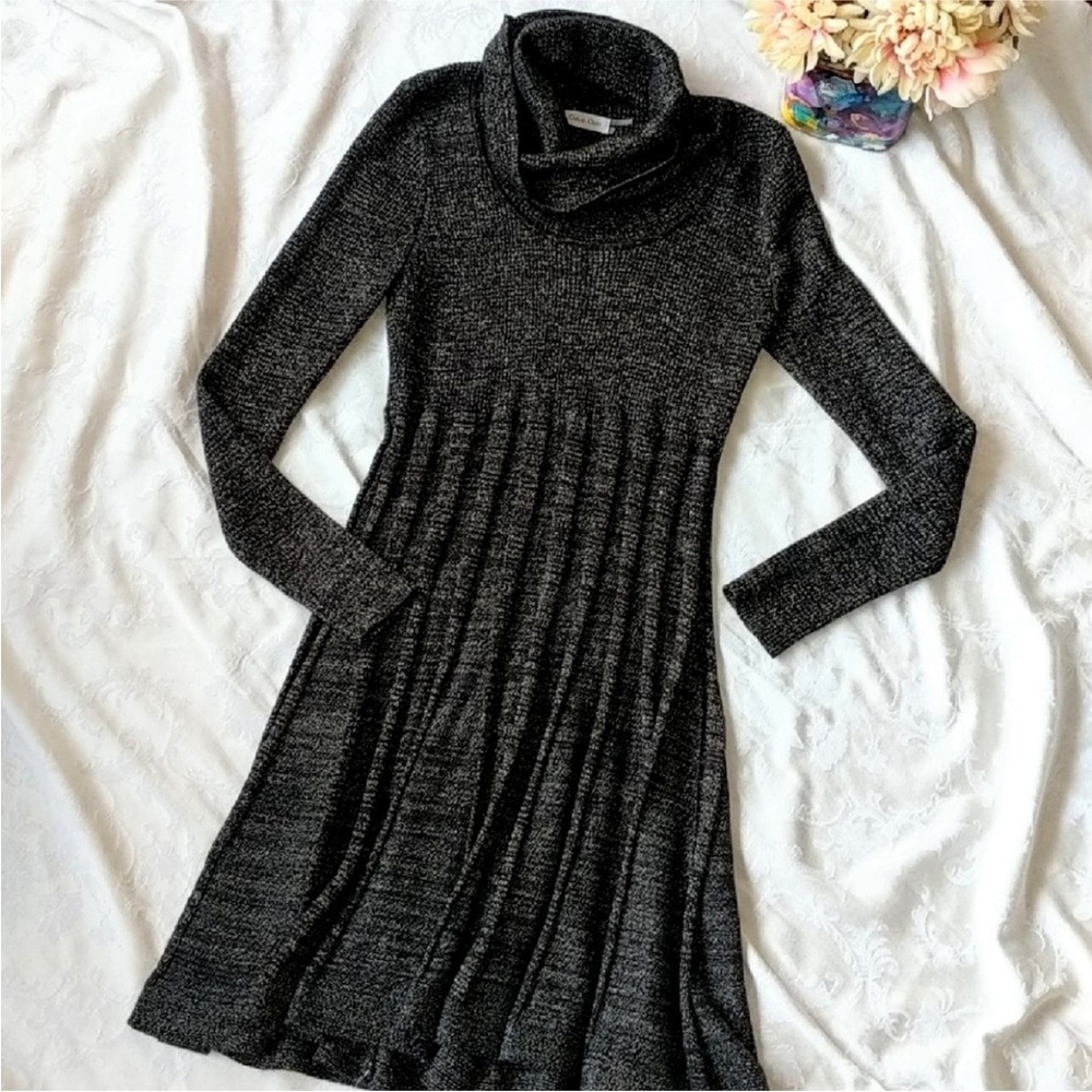 Calvin Klein stretch long sleeve black dress sz L
